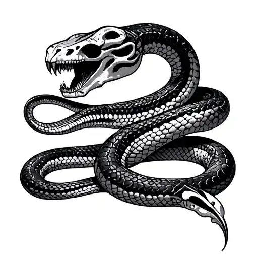 Snake skeleton tattoo design idea