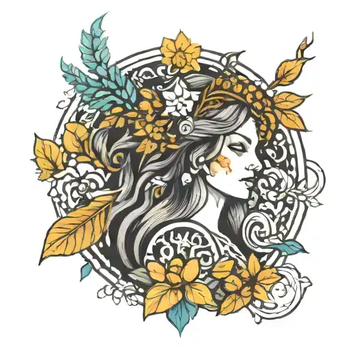 slavic goddess of nature tattoo design idea