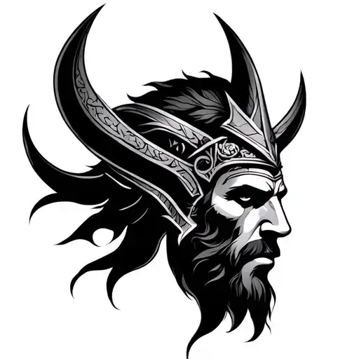 Coverup Norse Mythology Head Side tattoo design idea