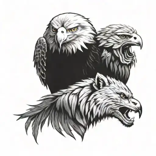Eagle wolf gorilla elephant totem tattoo design idea