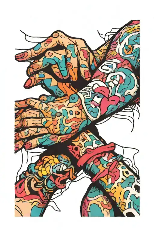 Lesbian hand choking each other tattoo design idea
