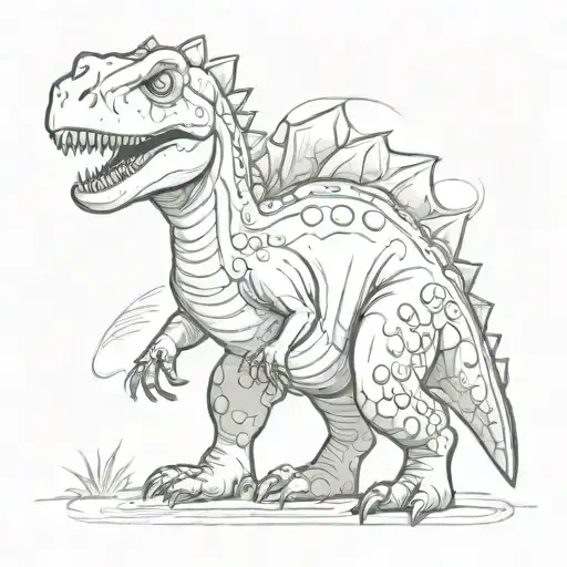 chibi dinosaur tattoo design idea