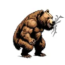 Sketch An old-school bear aggressively rips the skin with its claws tattoo design idea
