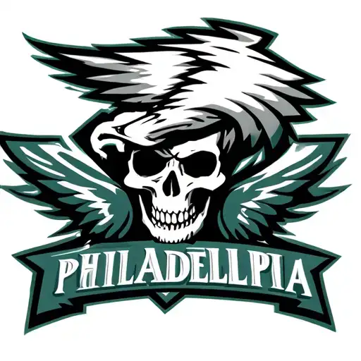 philadelphia  eagles with skull tattoo design idea