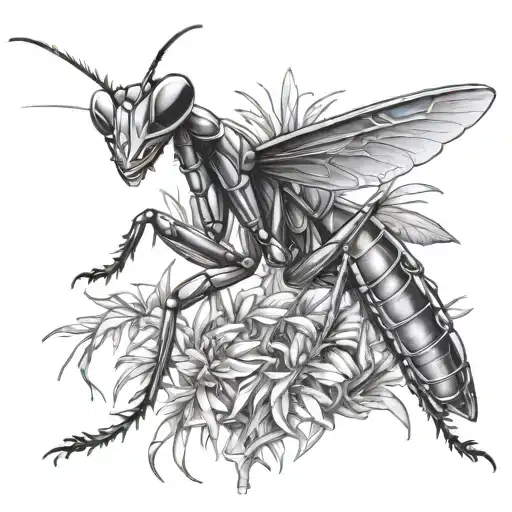 the mantis on the brush tattoo design idea