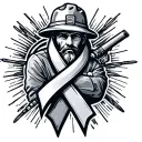 father, electric engineer, cancer ribbon, outlined tattoo design idea