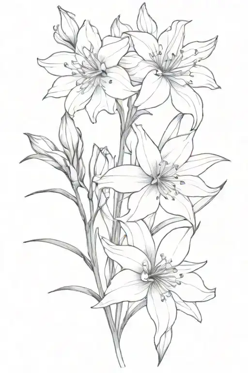 larkspur, aster, daisy, gladiolus, tattoo design idea