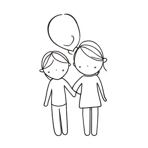 The love of a family with two children Lylou et Calie tattoo design idea