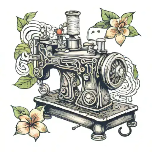 ocen wave sewing machine plumeria rainbow tattoo design idea