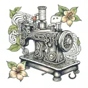 ocen wave sewing machine plumeria rainbow tattoo design idea