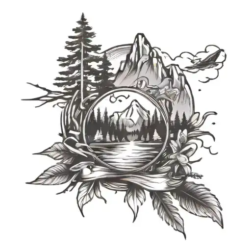 outdoor adventure wilderness tattoo design idea
