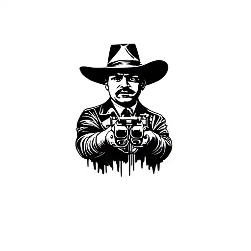 Pancho villa with two revolvers tattoo design idea