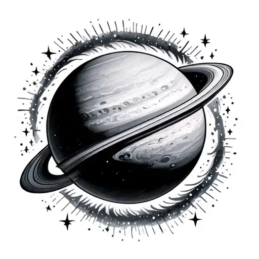 venus planet with sparkles around tattoo design idea