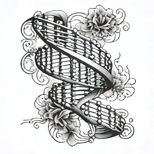 curved dna double helix tattoo design idea