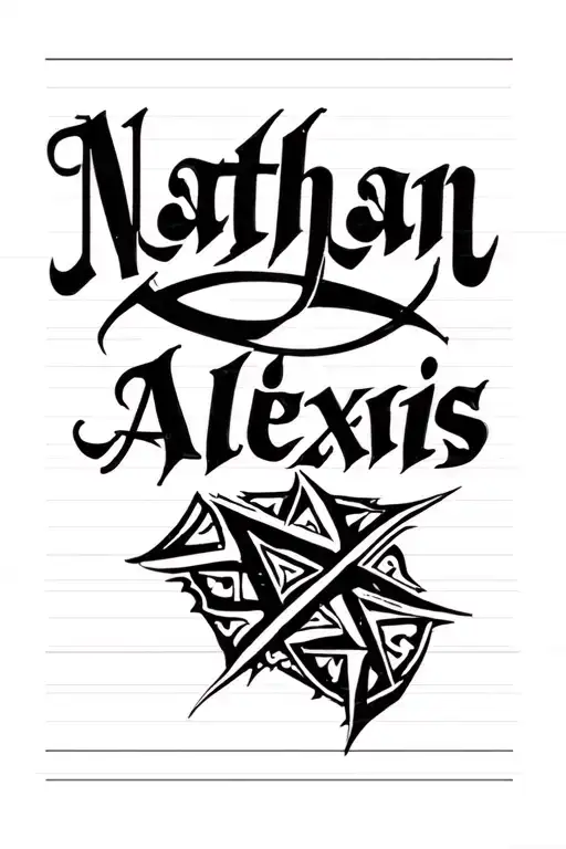 "NATHAN ALEXIS" "NATHAN ALEXIS" Have the name NATHAN, crossed out like a teacher marking a piece of work and replaced with the name ALEXIS tattoo design idea