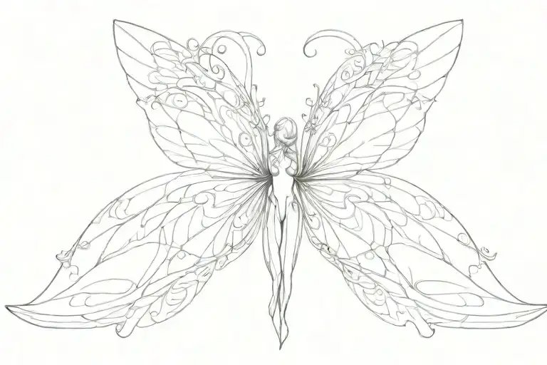 fairy wings spread wide tattoo design idea
