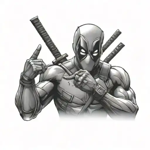 Deadpool with middle finger up  tattoo design idea