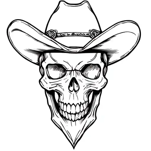 cowboy skull made tattoo design idea