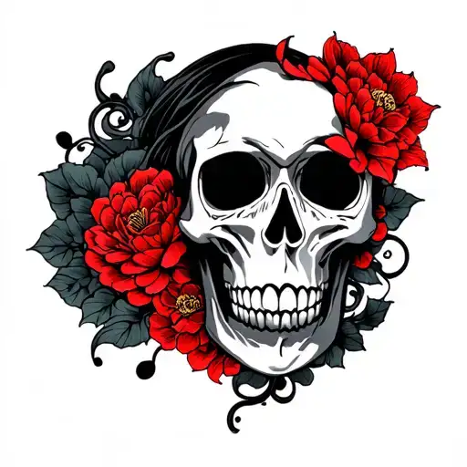 Skull Mysterious and Dark tattoo design idea