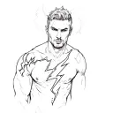 a black and white tattoo of a man with a lightning bolt on his sleeve tattoo design idea