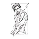 a black and white tattoo of a man with a lightning bolt on his sleeve tattoo design idea