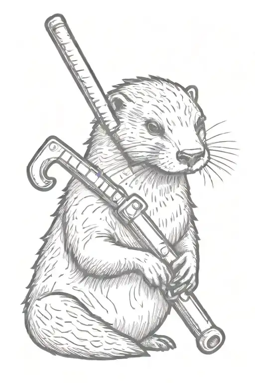 otter with pipe wrench  tattoo design idea