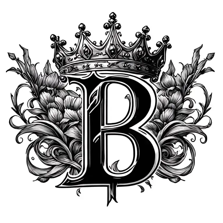 letter B and a crown made tattoo design idea