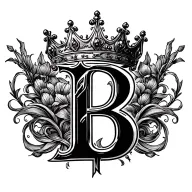letter B and a crown made tattoo design idea