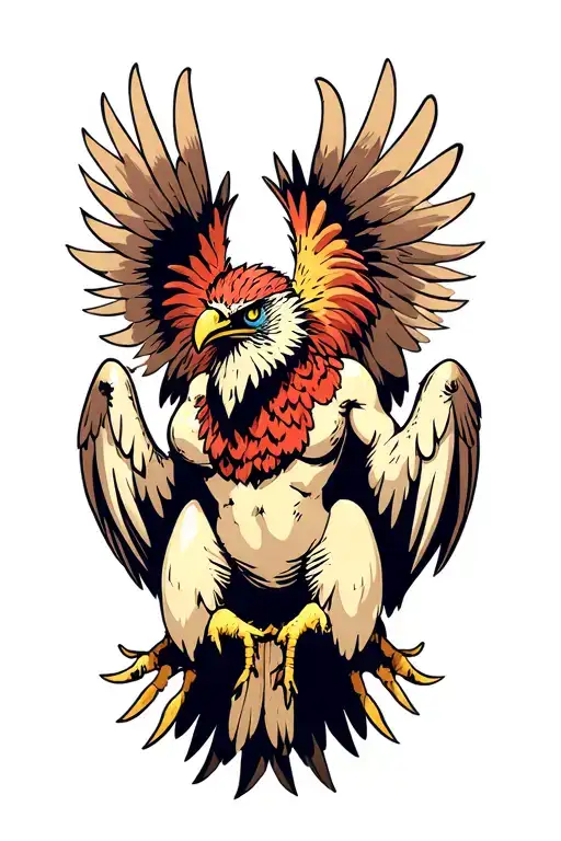 sexy amthro vulture spreading its wings tattoo design idea