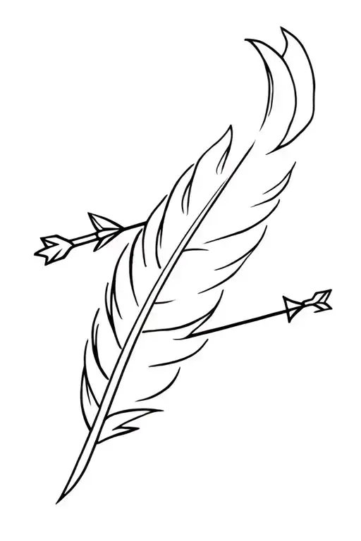 feather and arrows representing progress tattoo design idea