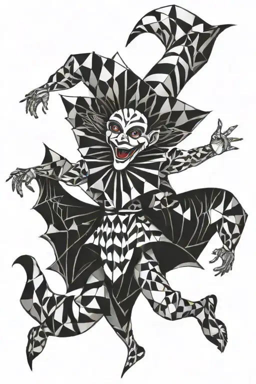 dancing jester tattoo design idea
