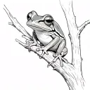 tree frog on tree branch tattoo design idea