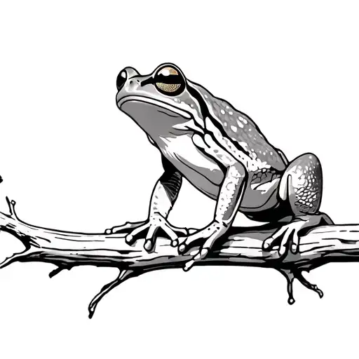 tree frog on tree branch tattoo design idea