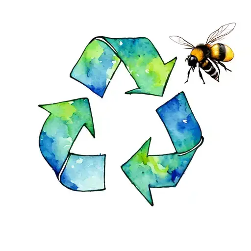 bumblebee intertwined with a recycling sign  tattoo design idea