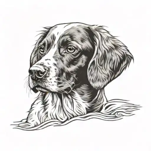 dog breed brittany spaniel face tattoo design idea