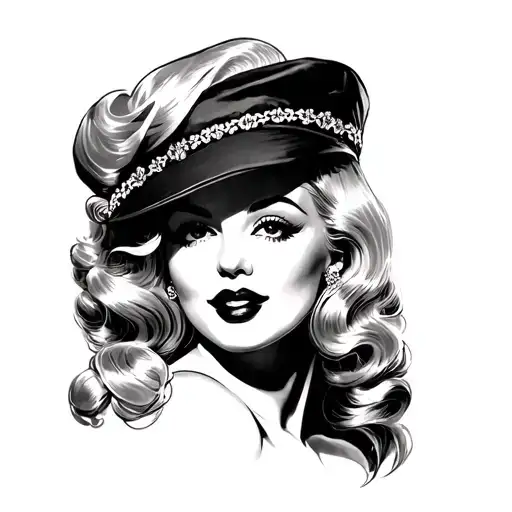 Blonde Pinup Girl tattoo design idea