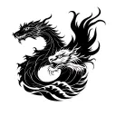 Create a single tattoo with the face of each of these spirits: Dragon, Phoenix, Tiger, Oni, Samurai and Wave tattoo design idea