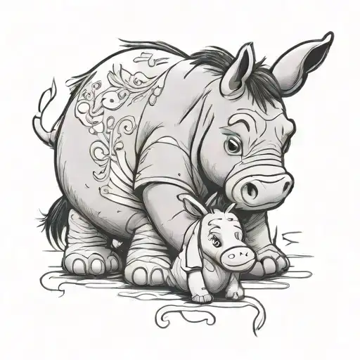 eeyore covering sadness tattoo design idea
