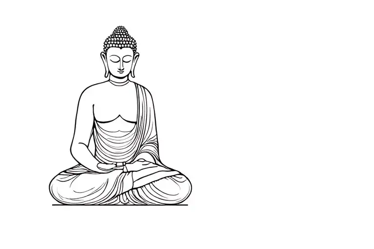 Buddha sat down leaning head against knee tattoo design idea