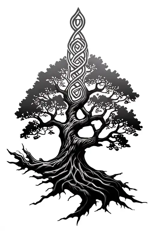desgn tree of life decorated with a celtic pattern tattoo design idea