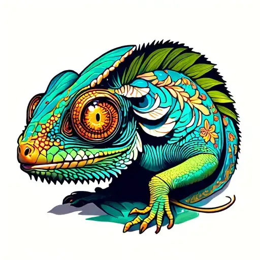 chameleon blending tattoo design idea