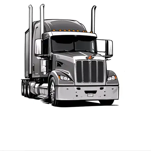 semi 18 wheeler semi truck tattoo design idea