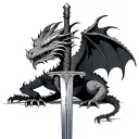 black and gray four legged dragon wrapped around a dagger  tattoo design idea