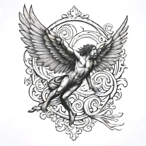 icarus falling tattoo design idea