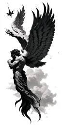 Icarus falling from the sky tattoo design idea