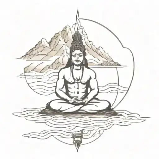 mahadev and river flowing tattoo design idea