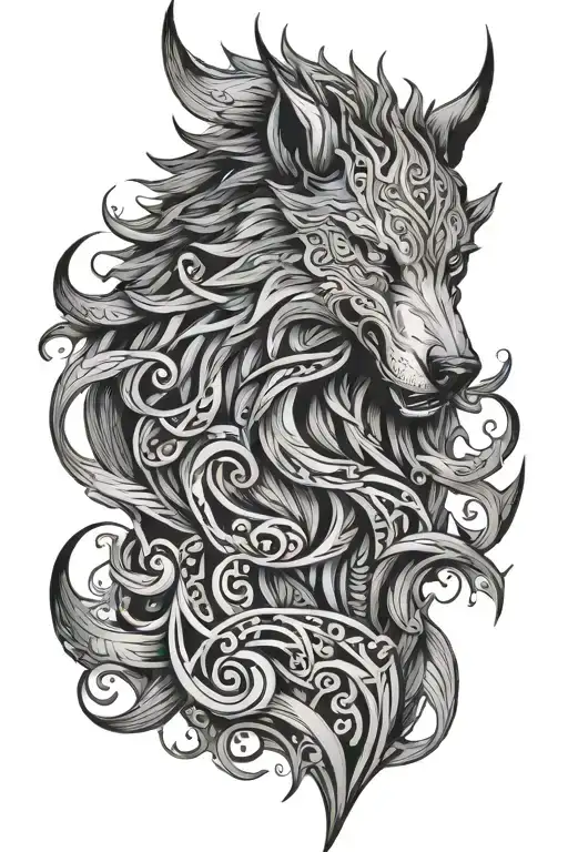 fenrir viking norse wolf tattoo design idea