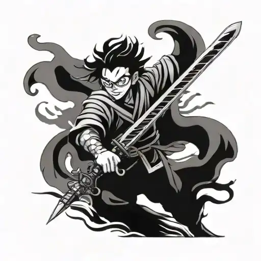 Tanjiro demon slayer sword tattoo design idea