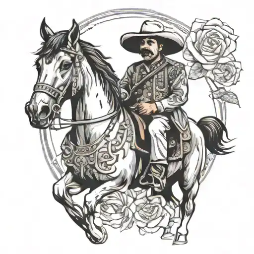 pancho villa and horse tattoo design idea