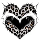 Can you create a heart with leopard print inside with opening no face build like a maze tattoo design idea